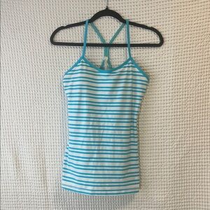 Lululemon Turquoise and White Striped Tank